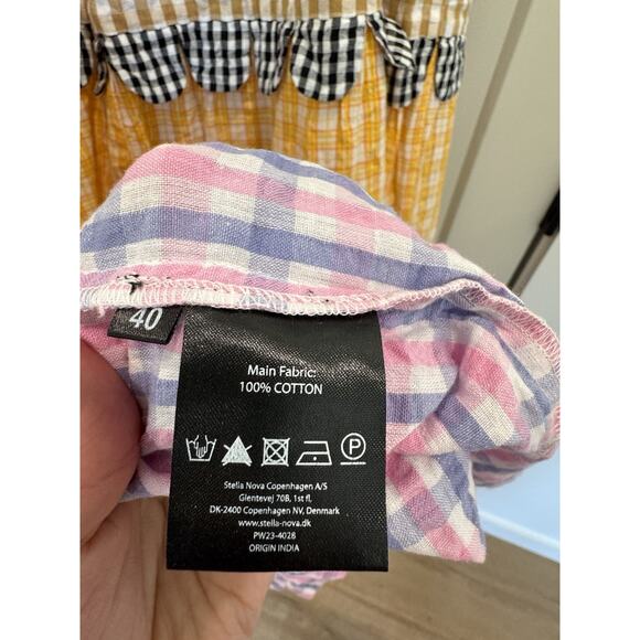 Stella Nova Lillibeth Gingham Scallop Layered Dress Midi 40 Large Anthropologie - Picture 7 of 8